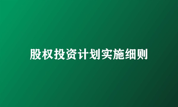 股权投资计划实施细则