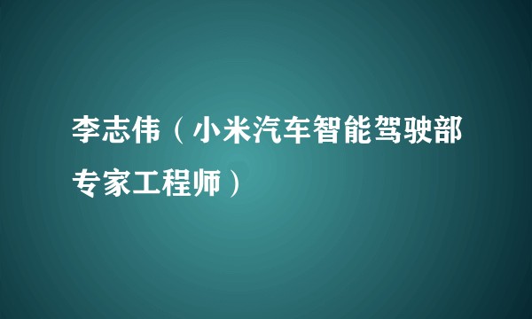 李志伟（小米汽车智能驾驶部专家工程师）