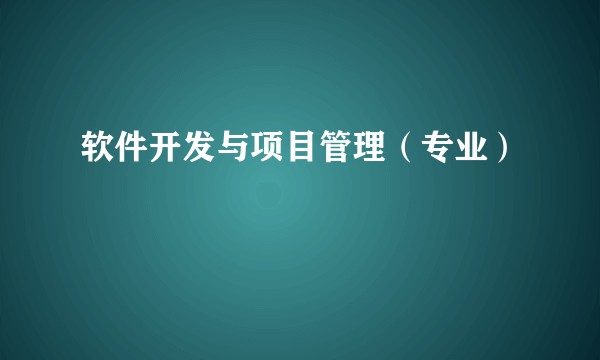 软件开发与项目管理（专业）