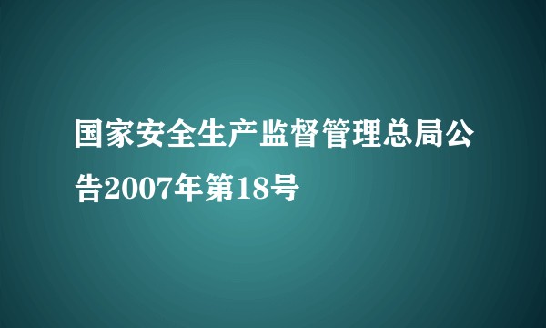 国家安全生产监督管理总局公告2007年第18号