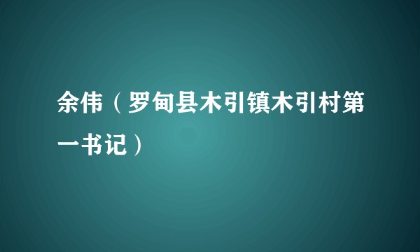 余伟(罗甸县木引镇木引村第一书记)