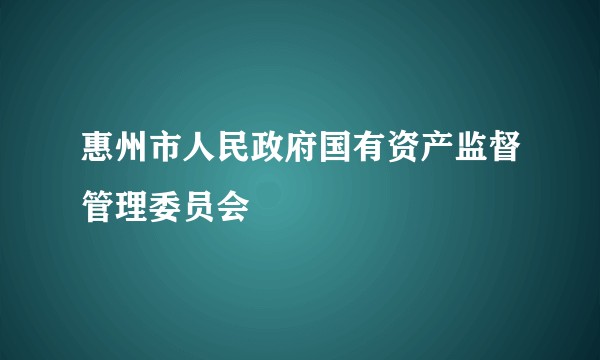惠州市人民政府国有资产监督管理委员会