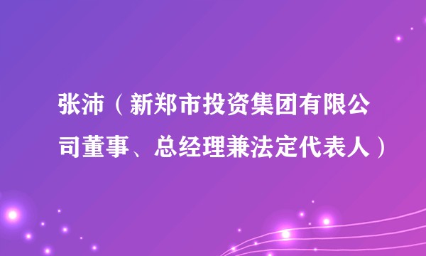 张沛(新郑市投资集团有限公司董事、总经理兼法定代表人)