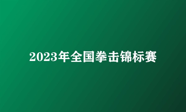 2023年全国拳击锦标赛