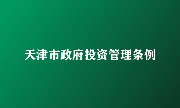 天津市政府投资管理条例