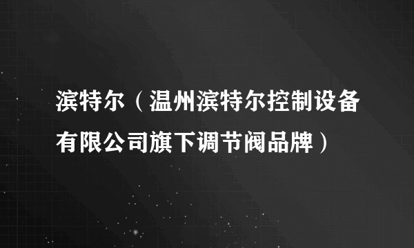 滨特尔（温州滨特尔控制设备有限公司旗下调节阀品牌）