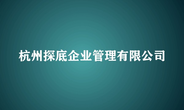 杭州探底企业管理有限公司