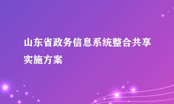 山东省政务信息系统整合共享实施方案