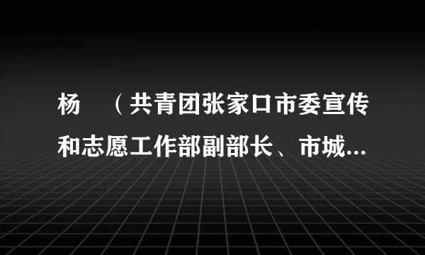 杨旸（共青团张家口市委宣传和志愿工作部副部长、市城市志愿服务分指挥部综合协调组副组长）