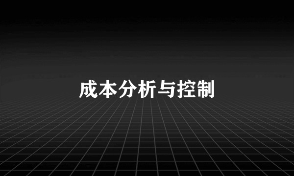 成本分析与控制