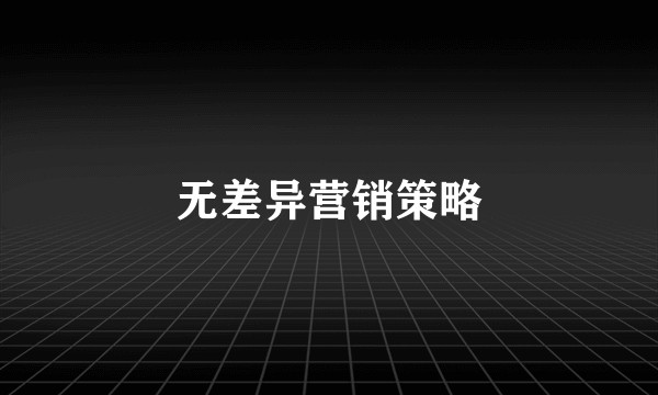 无差异营销策略