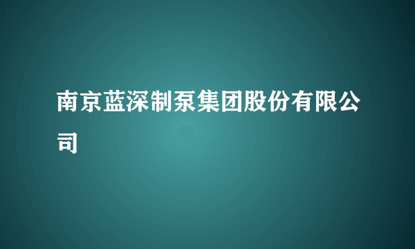 南京蓝深制泵集团股份有限公司