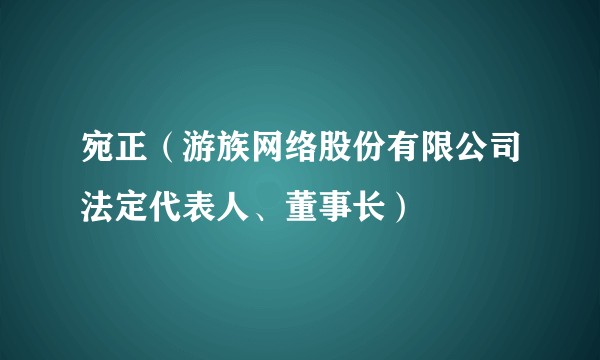 宛正（游族网络股份有限公司法定代表人、董事长）