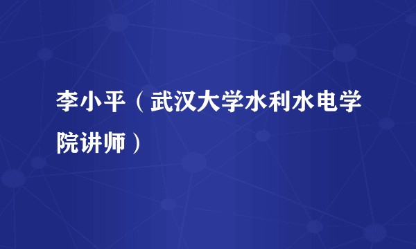 李小平（武汉大学水利水电学院讲师）