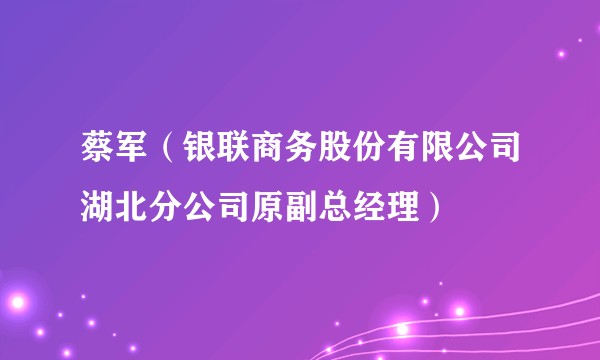 蔡军（银联商务股份有限公司湖北分公司原副总经理）