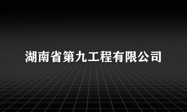 湖南省第九工程有限公司