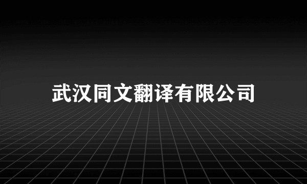 武汉同文翻译有限公司