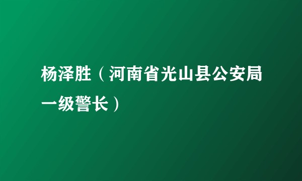 杨泽胜（河南省光山县公安局一级警长）