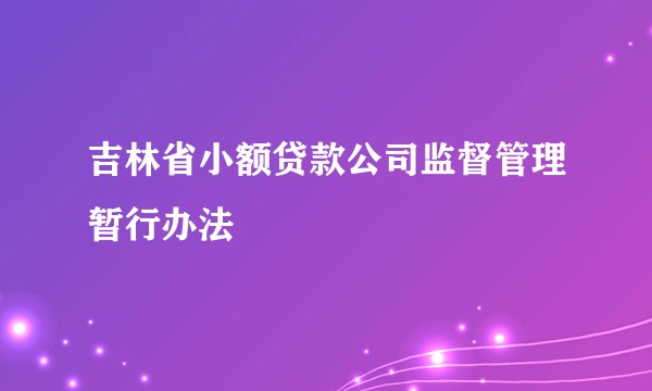 吉林省小额贷款公司监督管理暂行办法