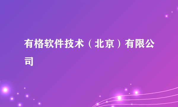 有格软件技术（北京）有限公司