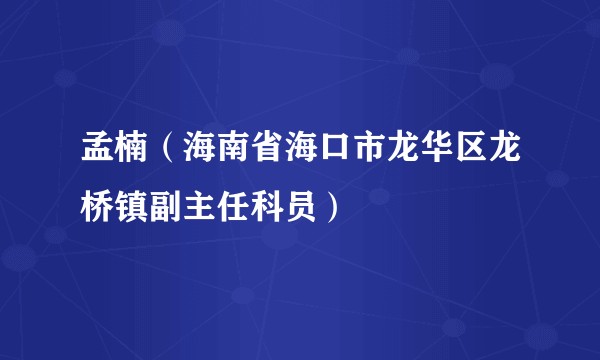孟楠（海南省海口市龙华区龙桥镇副主任科员）
