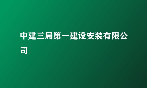 中建三局第一建设安装有限公司