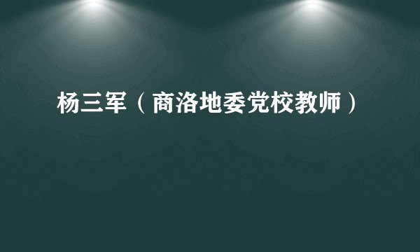 杨三军（商洛地委党校教师）