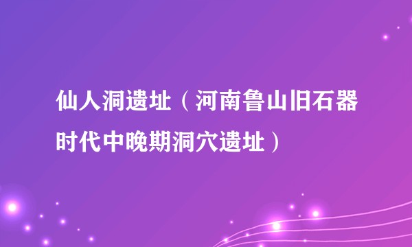 仙人洞遗址（河南鲁山旧石器时代中晚期洞穴遗址）