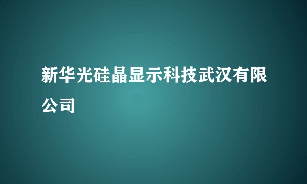 新华光硅晶显示科技武汉有限公司