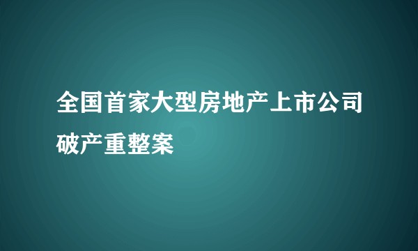 全国首家大型房地产上市公司破产重整案