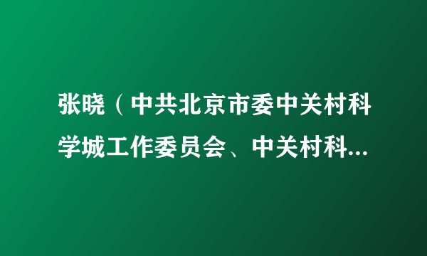 张晓（中共北京市委中关村科学城工作委员会、中关村科学城管理委员会产业促进一处副处长）