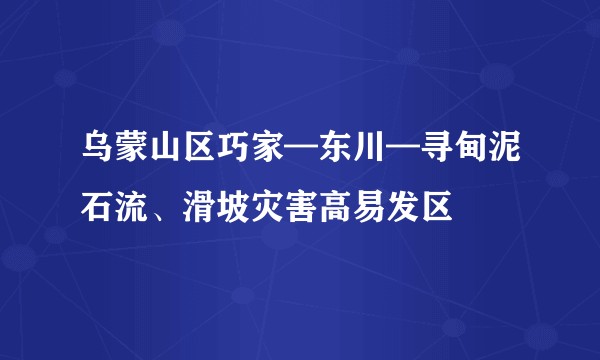 乌蒙山区巧家—东川—寻甸泥石流、滑坡灾害高易发区