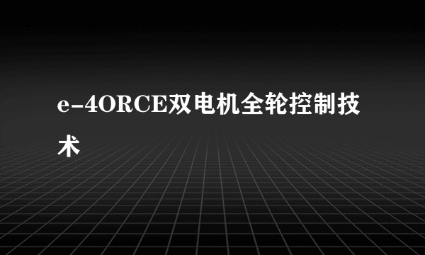 e-4ORCE双电机全轮控制技术