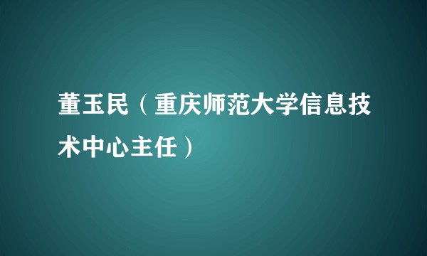 董玉民（重庆师范大学信息技术中心主任）