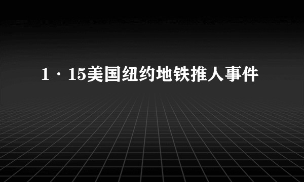 1·15美国纽约地铁推人事件