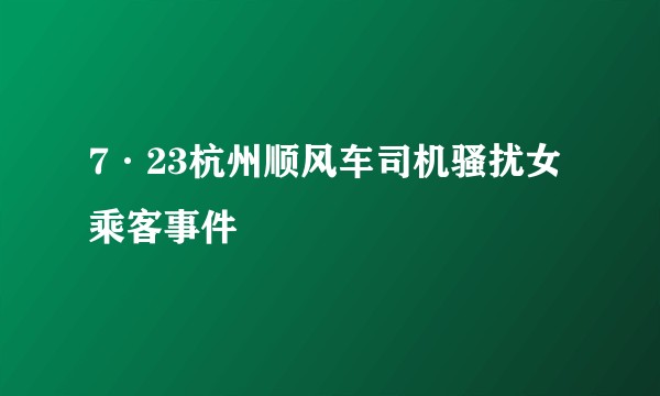 7·23杭州顺风车司机骚扰女乘客事件