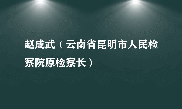 赵成武（云南省昆明市人民检察院原检察长）