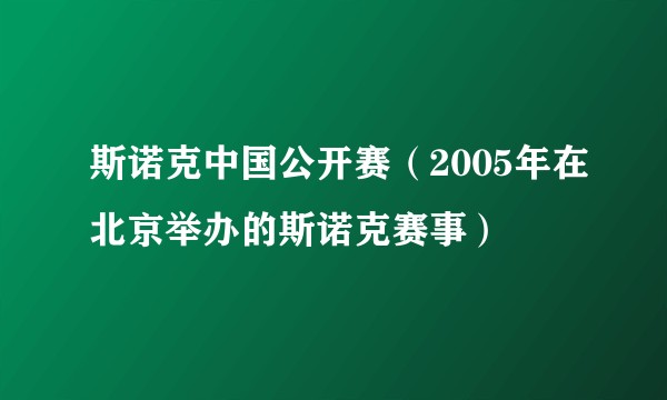斯诺克中国公开赛(2005年在北京举办的斯诺克赛事)