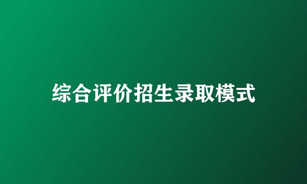 综合评价招生录取模式