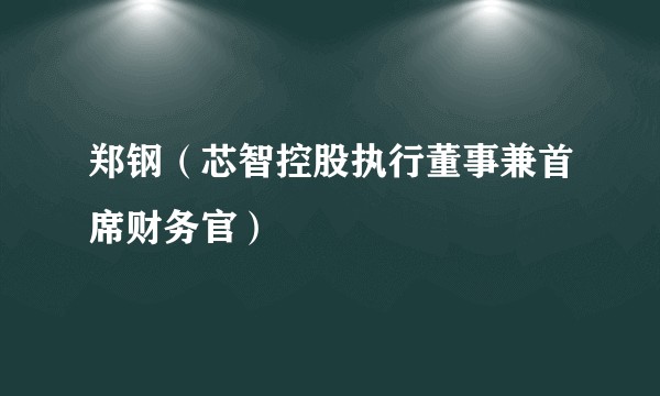 郑钢（芯智控股执行董事兼首席财务官）