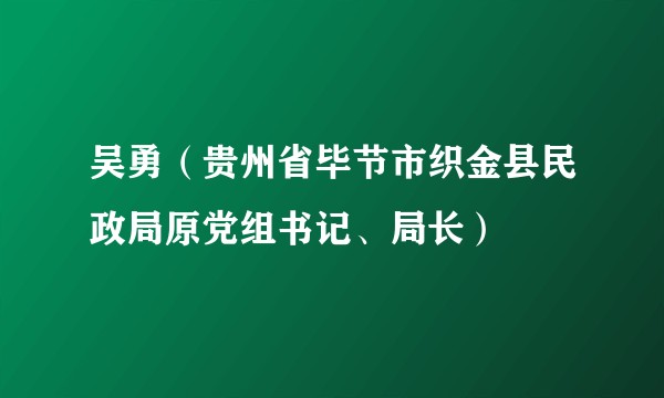 吴勇（贵州省毕节市织金县民政局原党组书记、局长）