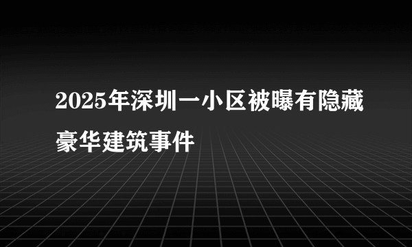 2025年深圳一小区被曝有隐藏豪华建筑事件