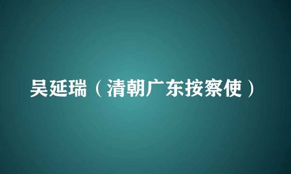 吴延瑞（清朝广东按察使）