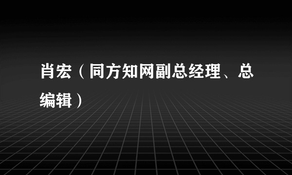 肖宏(同方知网副总经理、总编辑)