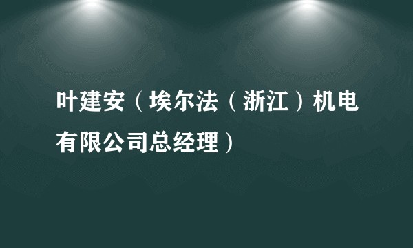 叶建安（埃尔法（浙江）机电有限公司总经理）