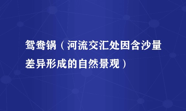 鸳鸯锅（河流交汇处因含沙量差异形成的自然景观）