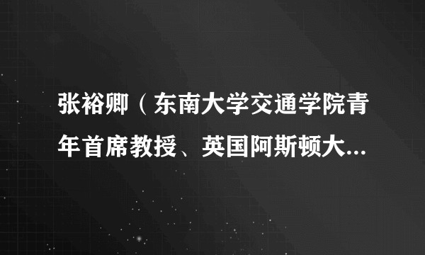 张裕卿(东南大学交通学院青年首席教授、英国阿斯顿大学前高级讲师)
