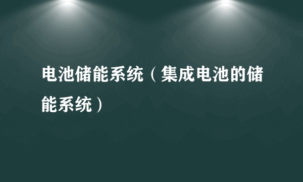 电池储能系统（集成电池的储能系统）