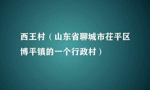 西王村（山东省聊城市茌平区博平镇的一个行政村）