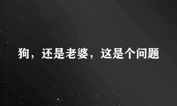 狗，还是老婆，这是个问题